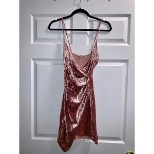 Velvet Textured Pink Party Dress
